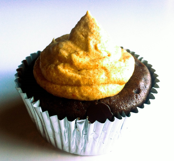 Double Chocolate Cupcakes with Pumpkin Cream Cheese Frosting