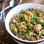 Sweet Italian Sausage with Lentils and Orzo