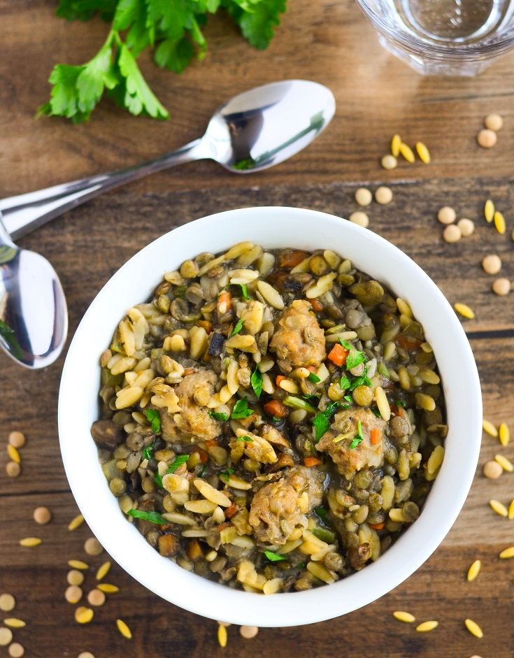 Italian Sausage with Lentils and Orzo