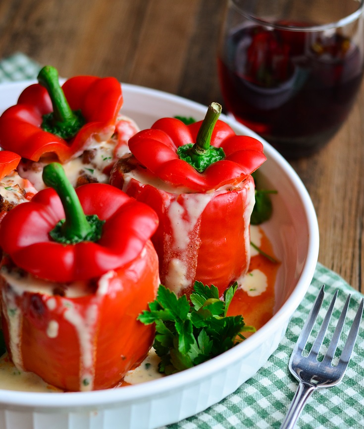 Italian Stuffed Peppers with a Creamy Alfredo Sauce