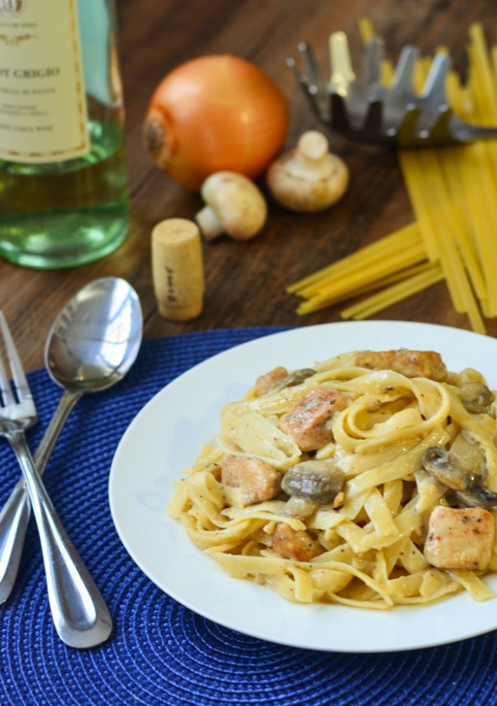 Fettuccine with White Wine Asiago and Cajun Chicken