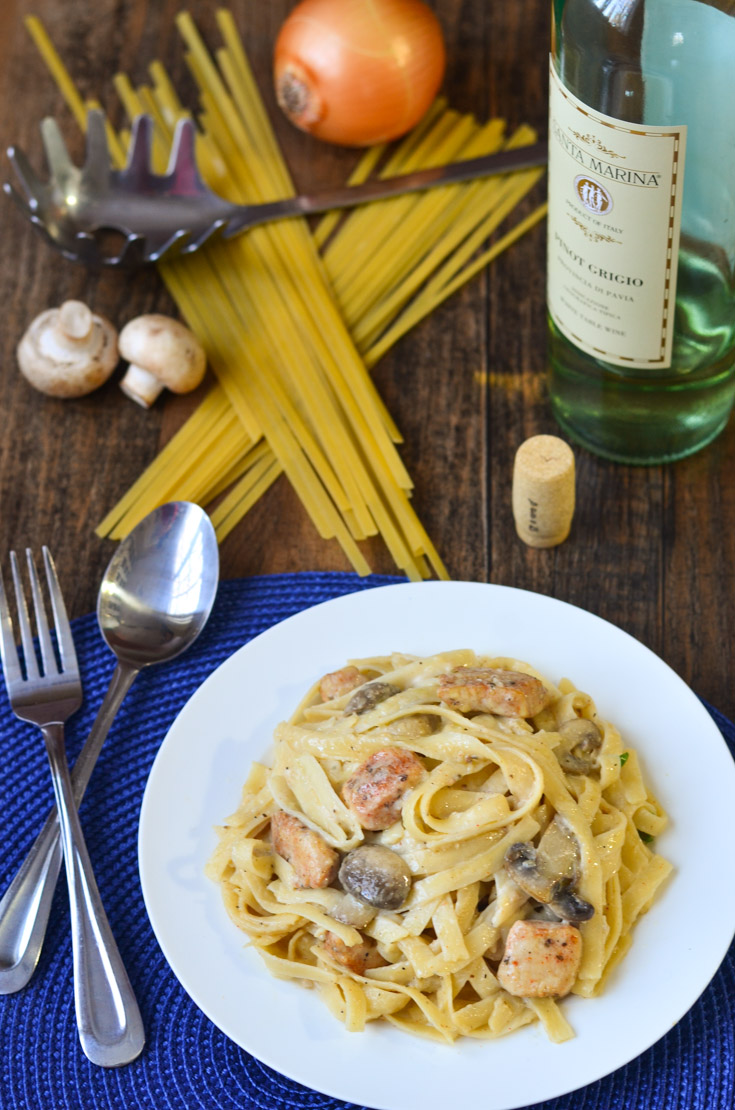 Fettuccine with White Wine Asiago and Cajun Chicken