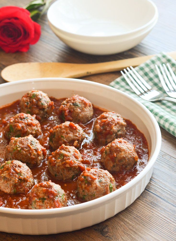 Lebanese Turkey Meatballs seasoned with allspice and cinnamon and fresh cilantro and parsley! - The Spice Kit Recipes (www.thespicekitrecipes.com)