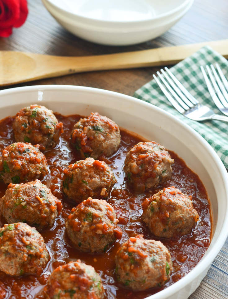 Lebanese Turkey Meatballs seasoned with allspice and cinnamon and fresh cilantro and parsley! - The Spice Kit Recipes (www.thespicekitrecipes.com)