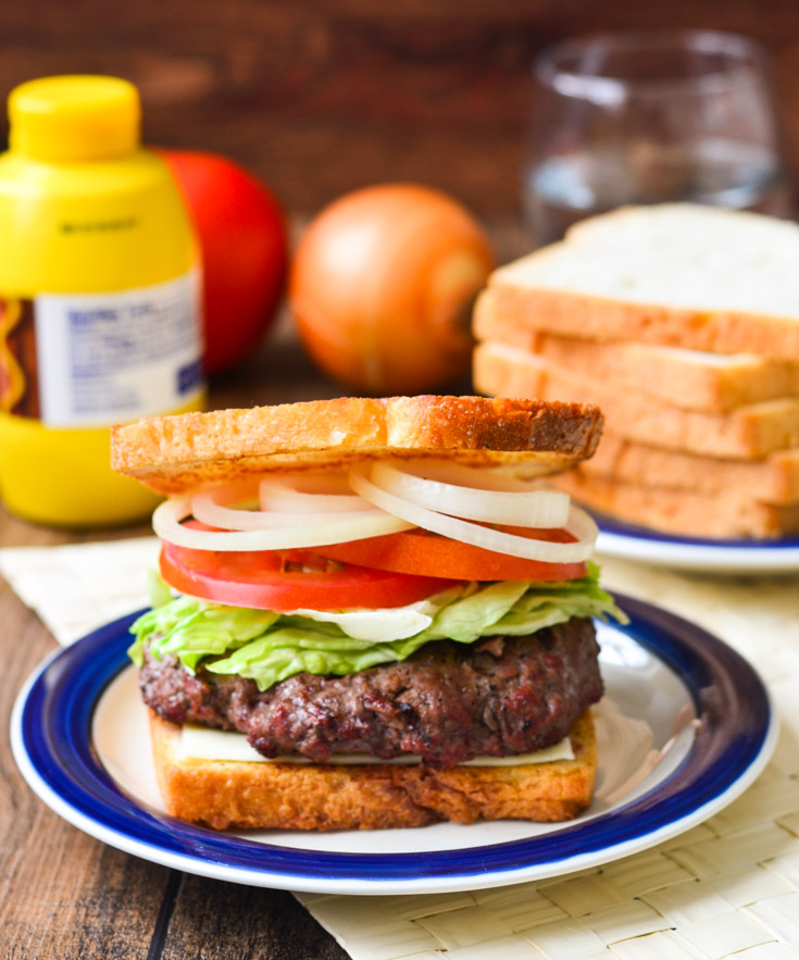 Connecticut Original Burger Sandwich made with 5 cuts of beef and buttery toast!