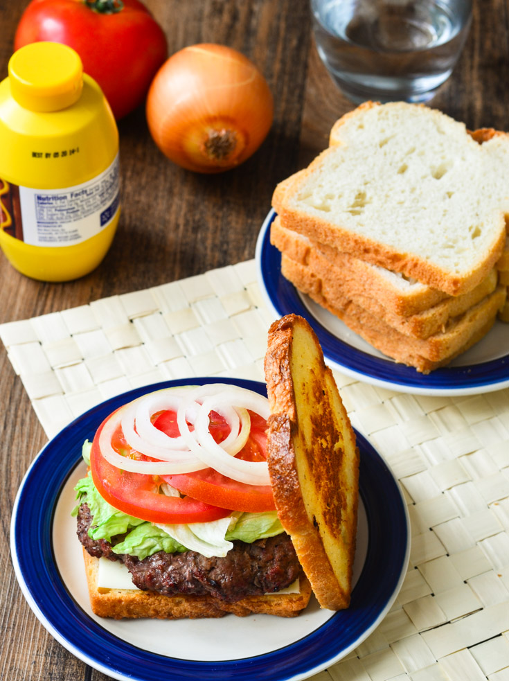 Connecticut Original Burger Sandwich made with 5 cuts of beef and buttery toast!