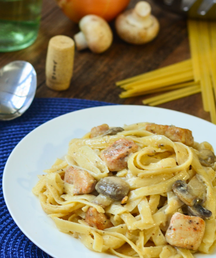 Fettuccine with White Wine Asiago and Cajun Chicken