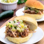 Hawaiian BBQ Pulled Pork Sandwich with Pineapple Relish