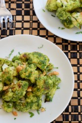 Roasted Cauliflower with Curried Cashew Cilantro Pesto. Ah-mazing don't-judge-a-book-by-it's-cover flavor!- The Spice Kit Recipes