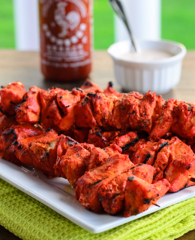 Tandoori Sriracha Chicken Skewers